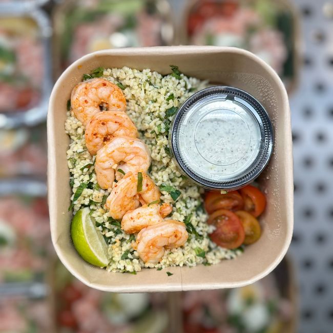 Scampi och tabbouleh