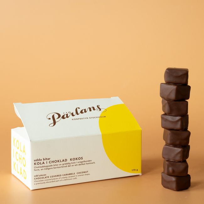 Kola i choklad UDDA BITAR - KOKOS i mjölkchoklad 175g.