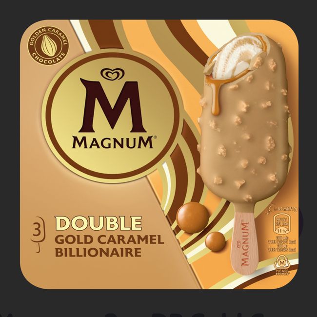 Magnum Double Gold Caramel Billionaire 3-p. Bäst före-datum passerat