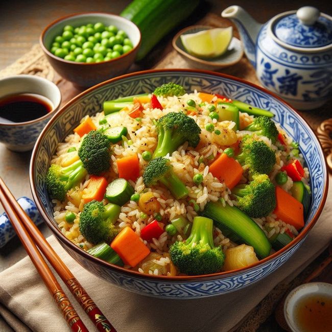 Fried Rice med kyckling & grönsaker (stor portion)
