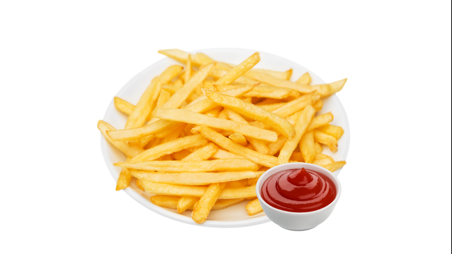 Pommestallrik med ketchup