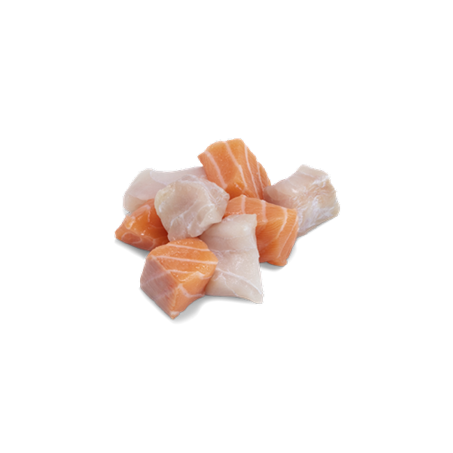 Grytbitar av vitfisk och lax till soppa/gryta Fryst