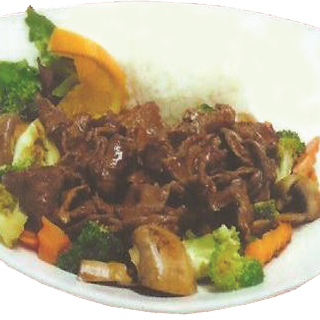 209. Wok nötfärs med grönsaker och oyster sauce. (med ris)