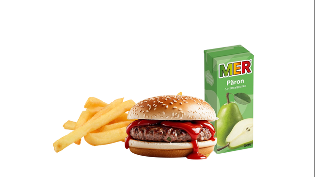 Barn hamburgare med pommes
